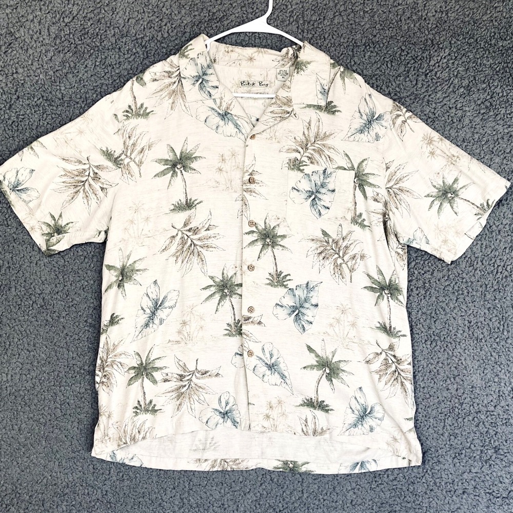 VTG Batik Bay Pure Silk Hawaiian Shirt Mens XL Washable Resortwear Pocket Button